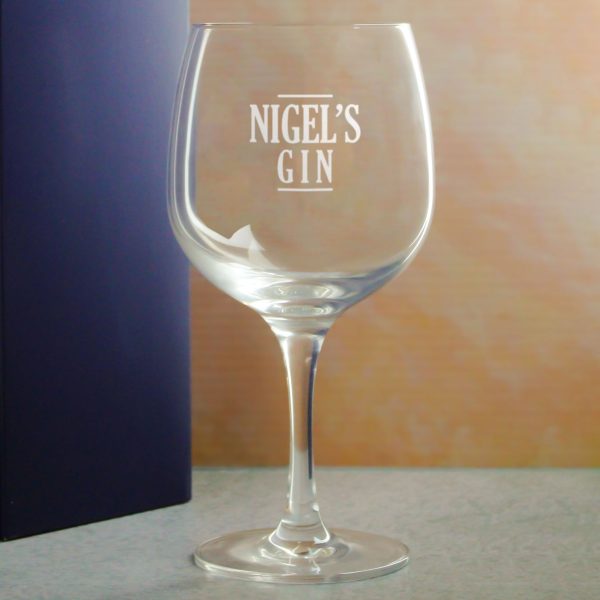 Engraved Spanish Gin Copa Balloon Cocktail Glass with Name's Gin Serif Design, Personalise with Any Name - Image 4