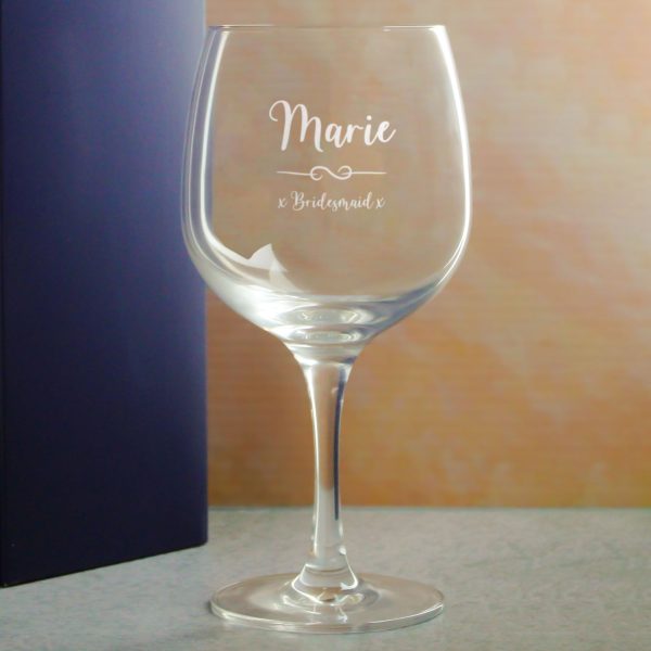 Engraved Spanish Gin Copa Balloon Glass with Flourish Design, Personalise with Any Name and Message - Image 4