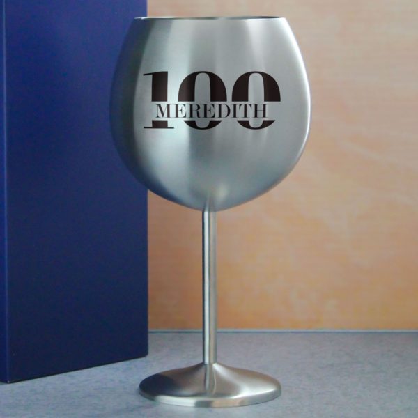 Engraved Metal Gin Balloon Cocktail Glass with Name in 100 Design - Image 4