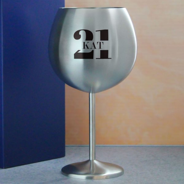 Engraved Metal Gin Balloon Cocktail Glass with Name in 21 Design - Image 4