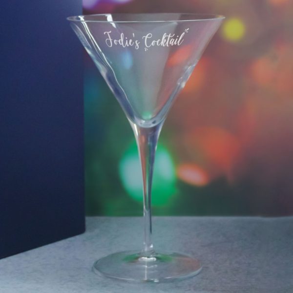 Engraved Allegro Martini Cocktail Glass with Name's Cocktail Design, Personalise with Any Name - Image 4