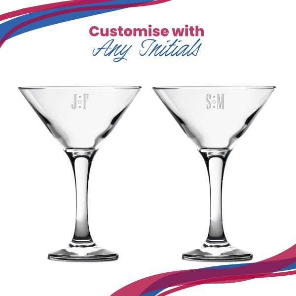 Engraved Petite Martini Cocktail Glass with Initials Design, Personalise with Any Name - Image 4