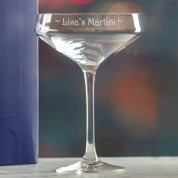 Engraved Cabernet Cocktail Champagne Saucer, Personalise with Any Name or Message - Image 4