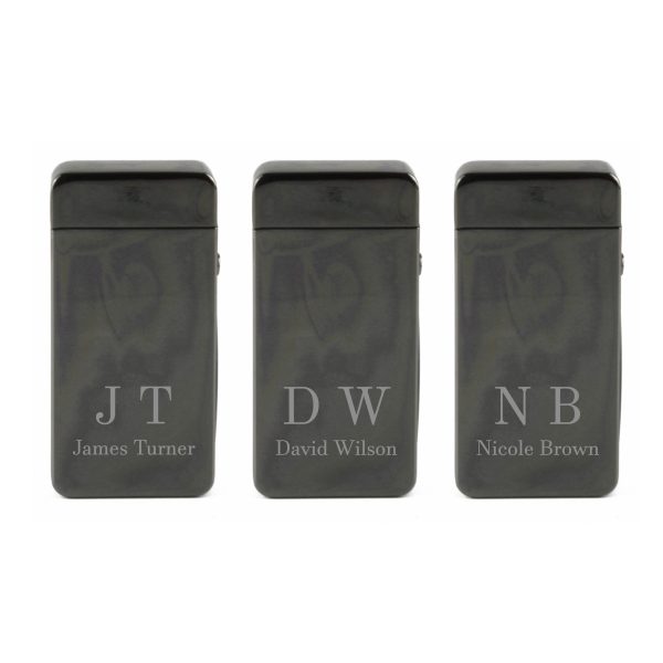 Engraved Electric Arc Lighter, Black, Initials, Gift Boxed - Image 4