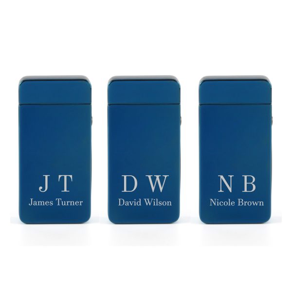 Engraved Electric Arc Lighter, Blue, Initials, Gift Boxed - Image 4
