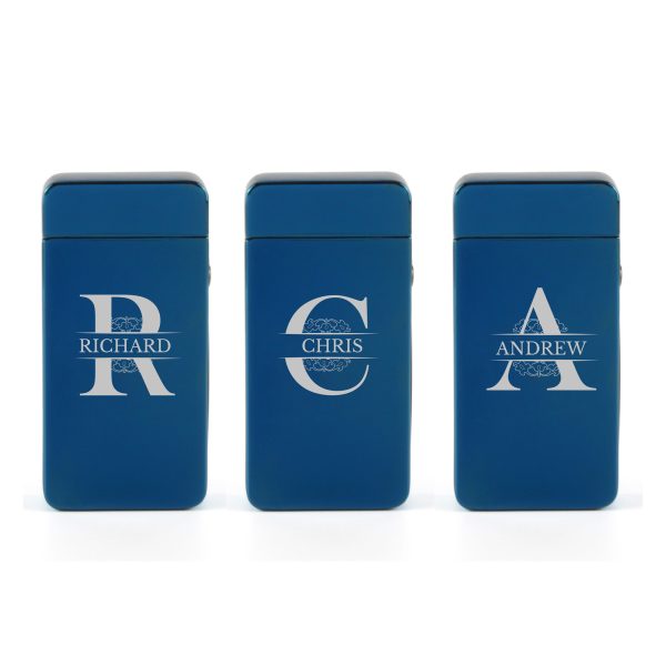 Engraved Electric Arc Lighter, Blue, Any Letter, Gift Boxed - Image 4