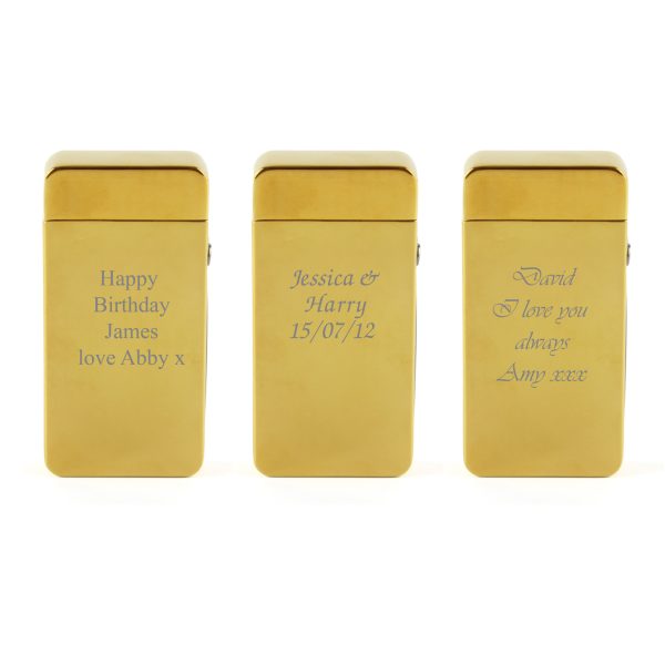 Engraved Electric Arc Lighter, Gold, Any Message, Gift Boxed - Image 4