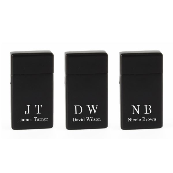 Engraved Jet Gas Lighter Black Initials Gift Boxed - Image 4