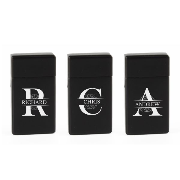 Engraved Jet Gas Lighter Black Any Letter Gift Boxed - Image 4