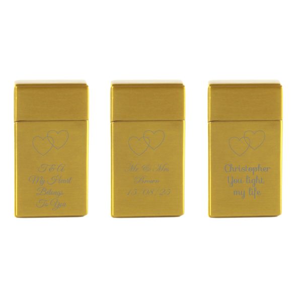 Engraved Jet Gas Lighter Gold Overlapping Hearts Gift Boxed - Image 4