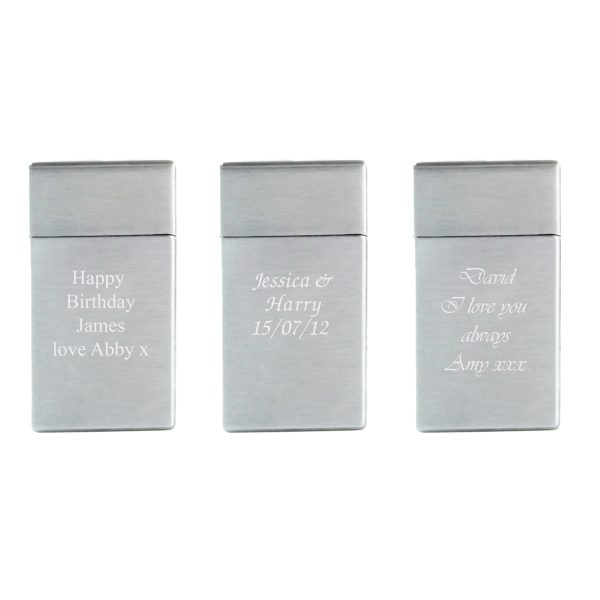 Engraved Jet Gas Lighter Silver Any Message Gift Boxed - Image 4