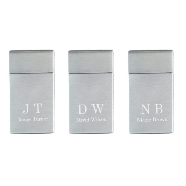 Engraved Jet Gas Lighter Silver Initials Gift Boxed - Image 4