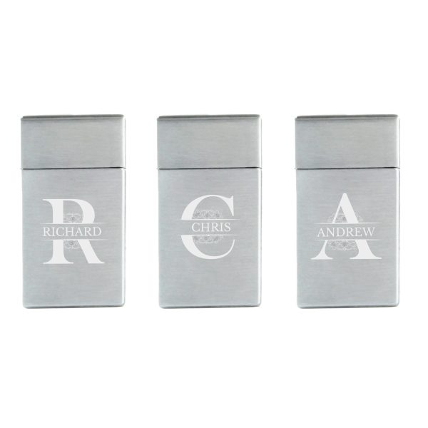 Engraved Jet Gas Lighter Silver Any Letter Gift Boxed - Image 4