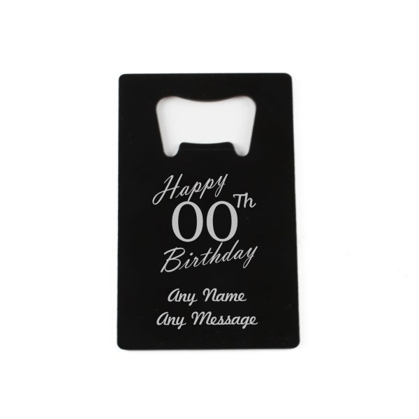 Engraved Portable Wallet Card Bottle Opener Black Happy Custom Number Birthday - Image 4