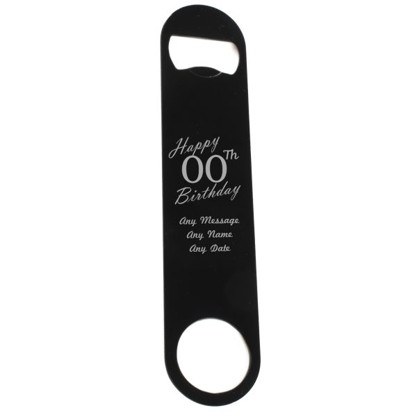Engraved Large Black Steel Bar Blade Bottle Opener Happy Custom Number Birthday - Image 4