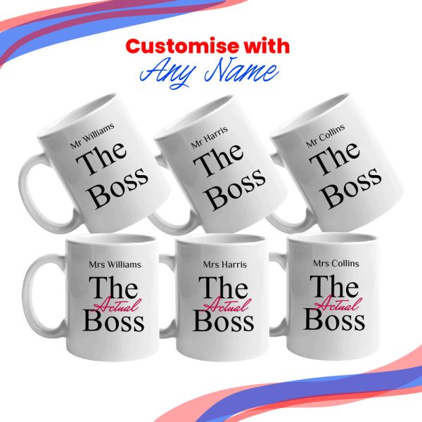His and Hers Mug Set, The Boss and The Actual boss, 11oz/312ml Mugs - Image 4