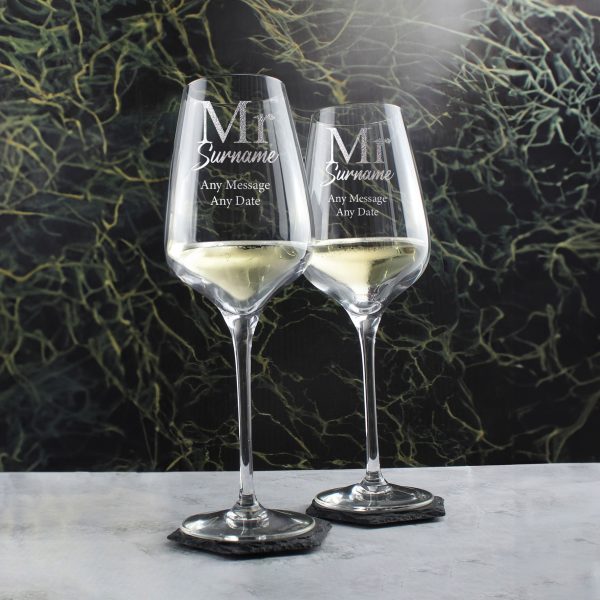 Engraved Mr and Mr Sublym Wine Glasses, 15.8oz/450ml, Classic Font - Image 4