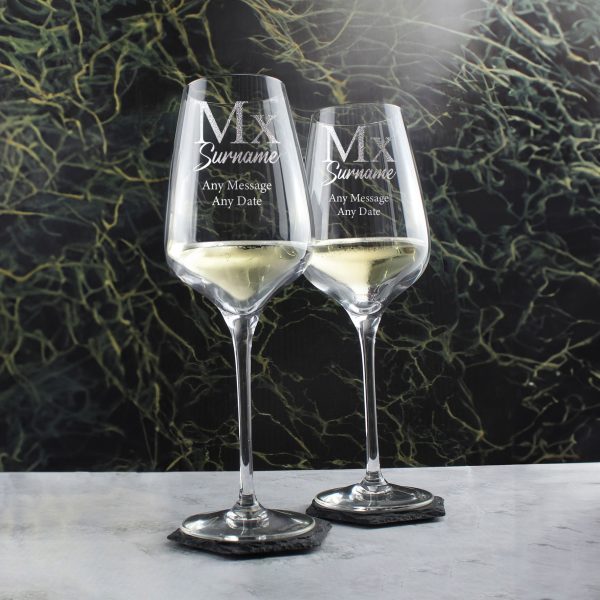 Engraved Gender Neutral Wedding Glasses, Mx and Mx, 15oz Classic Font - Image 4
