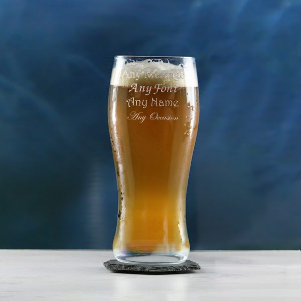 Engraved Pint Glass, Nevis Curved 20oz Beer Glass, Gift Boxed - Image 4