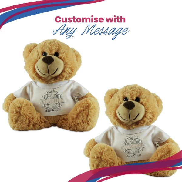 Cream Teddy Bear with Best Teacher Ever Design T-Shirt - Image 5