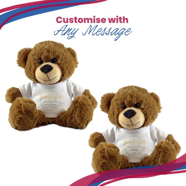 Dark Brown Teddy Bear with Thank You for Everything Design T-Shirt - Image 5