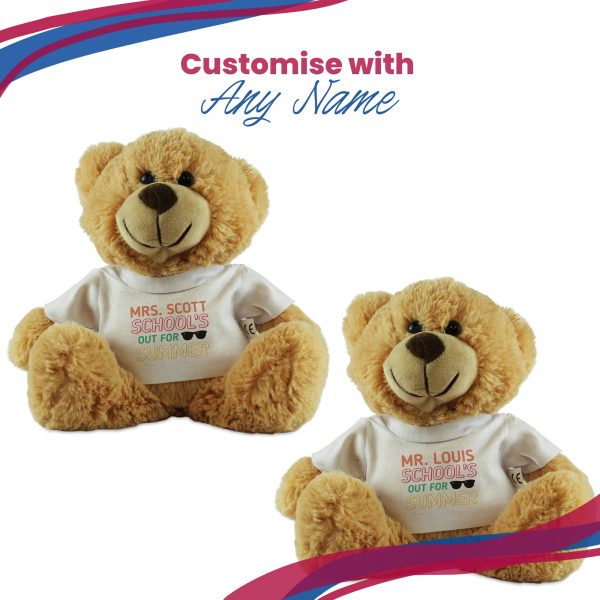 Cream Teddy Bear with School's Out For Summer Design T-Shirt - Image 5