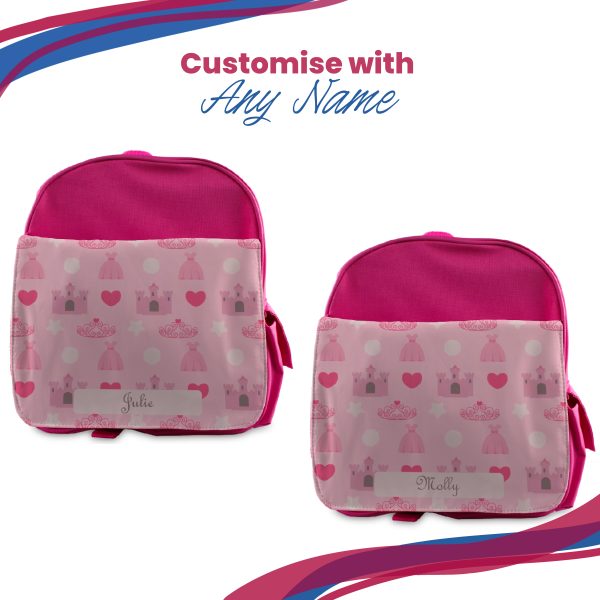 Printed Kids Pink Backpack with Princess Design, Customise with Any Name - Image 5