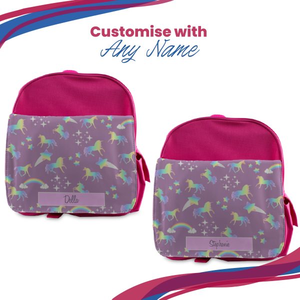 Printed Kids Pink Backpack with Unicorn Design, Customise with Any Name - Image 5