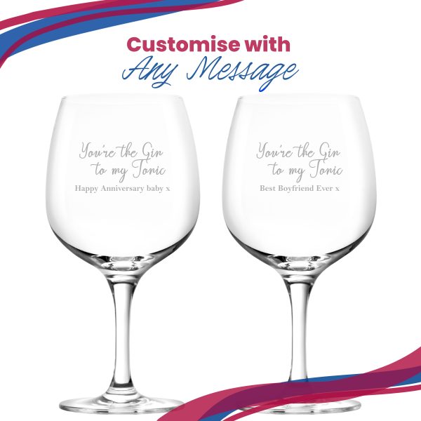 Engraved Spanish Gin Copa Balloon Glass with You're the Gin to My Tonic Design, Personalise with Any Message - Image 5