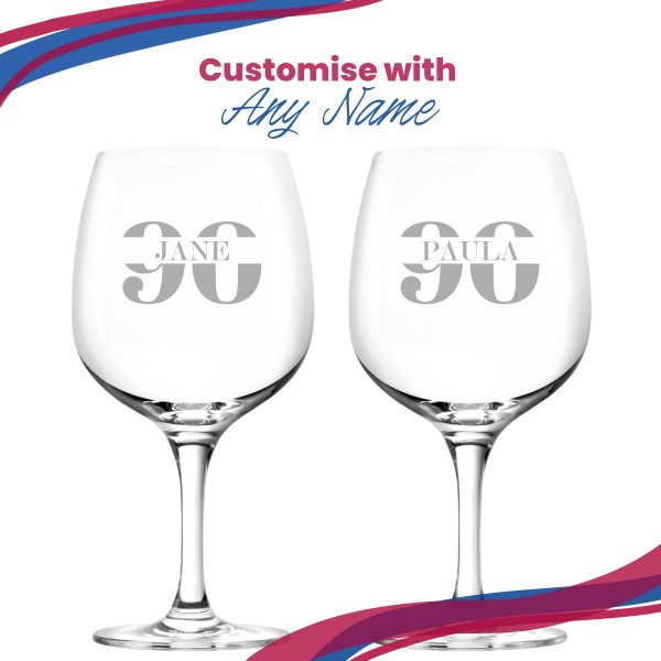 Engraved Spanish Gin Copa Balloon Cocktail Glass with Name in 90 Design - Image 5