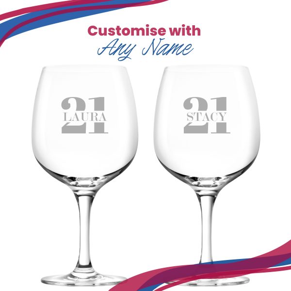 Engraved Spanish Gin Copa Balloon Cocktail Glass with Name in 21 Design - Image 5
