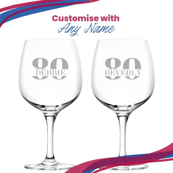 Engraved Spanish Gin Copa Balloon Cocktail Glass with Name in 80 Design - Image 5