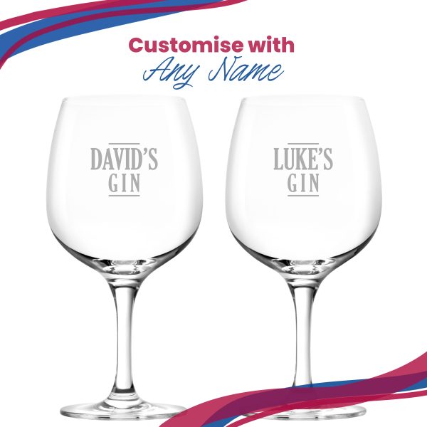 Engraved Spanish Gin Copa Balloon Cocktail Glass with Name's Gin Serif Design, Personalise with Any Name - Image 5