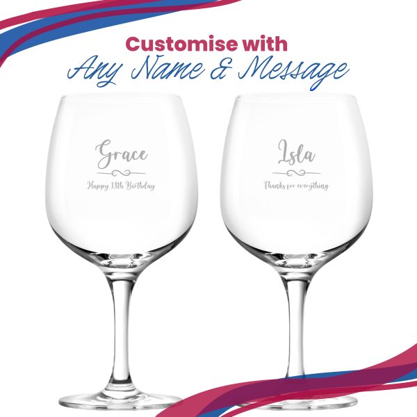 Engraved Spanish Gin Copa Balloon Glass with Flourish Design, Personalise with Any Name and Message - Image 5
