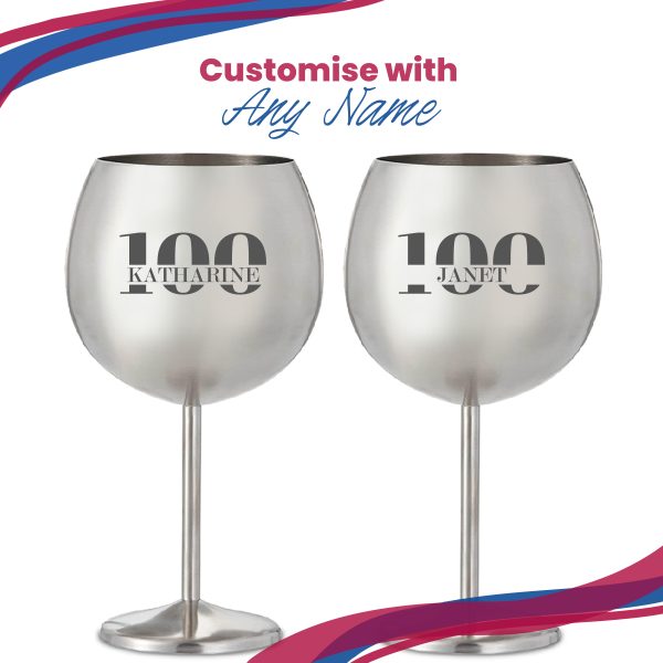 Engraved Metal Gin Balloon Cocktail Glass with Name in 100 Design - Image 5