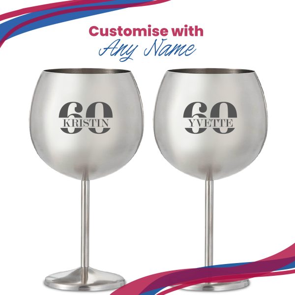 Engraved Metal Gin Balloon Cocktail Glass with Name in 60 Design - Image 5