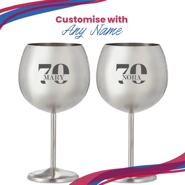 Engraved Metal Gin Balloon Cocktail Glass with Name in 70 Design - Image 5