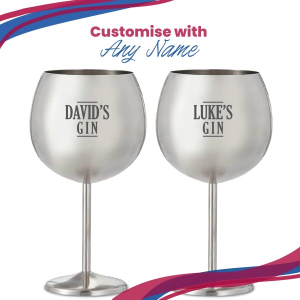Engraved Metal Gin Balloon Cocktail Glass with Name's Gin Serif Design, Personalise with Any Name - Image 5