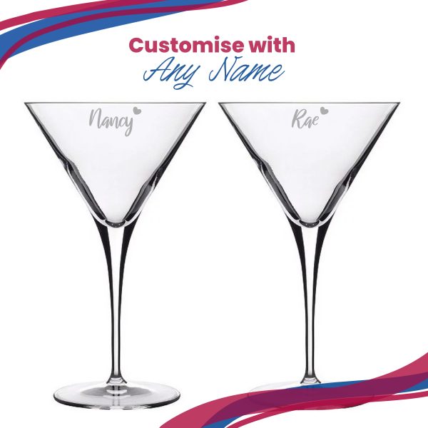 Engraved Allegro Martini Cocktail Glass with Name with Heart Design, Personalise with Any Name - Image 5