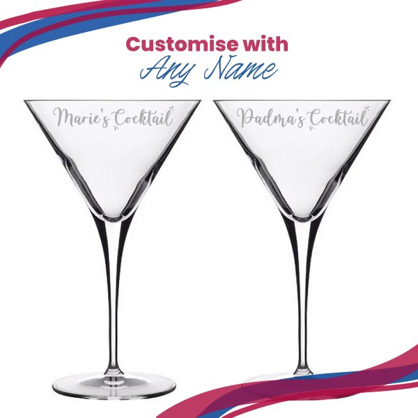 Engraved Allegro Martini Cocktail Glass with Name's Cocktail Design, Personalise with Any Name - Image 5