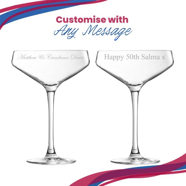 Engraved Cabernet Cocktail Champagne Saucer, Personalise with Any Name or Message - Image 5