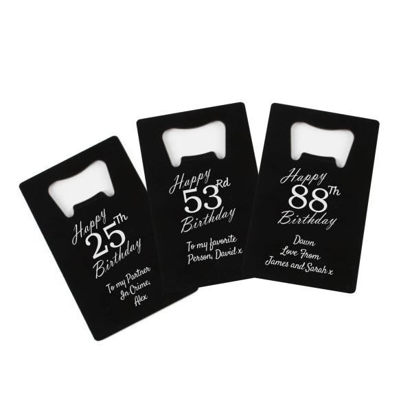Engraved Portable Wallet Card Bottle Opener Black Happy Custom Number Birthday - Image 5