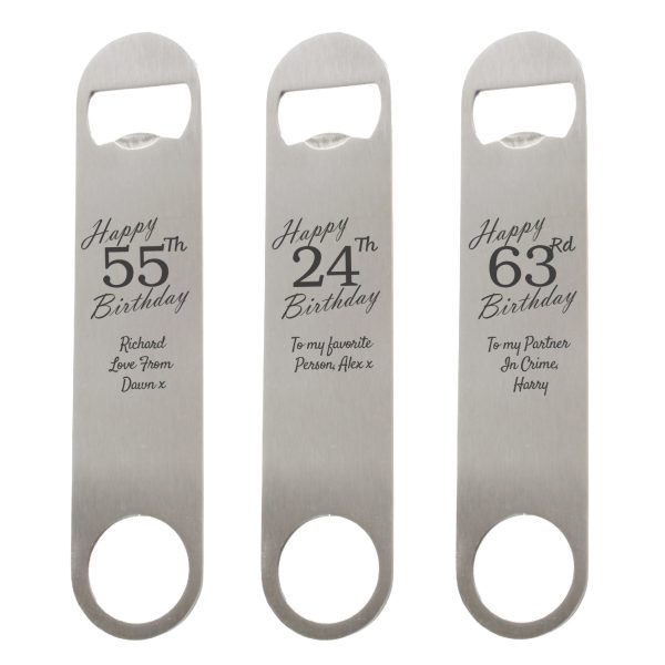 Engraved Large Steel Bar Blade Bottle Opener Happy Custom Number Birthday - Image 5