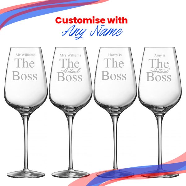 Engraved The Boss and The Real Boss Wine Sublym Glasses Set - Image 5