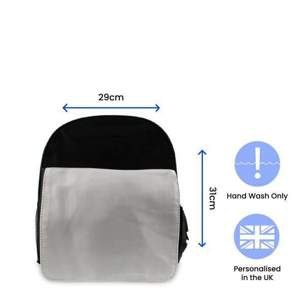 Printed Kids Black Backpack with Comic Book Superhero Design, Customise with Any Name - Image 6
