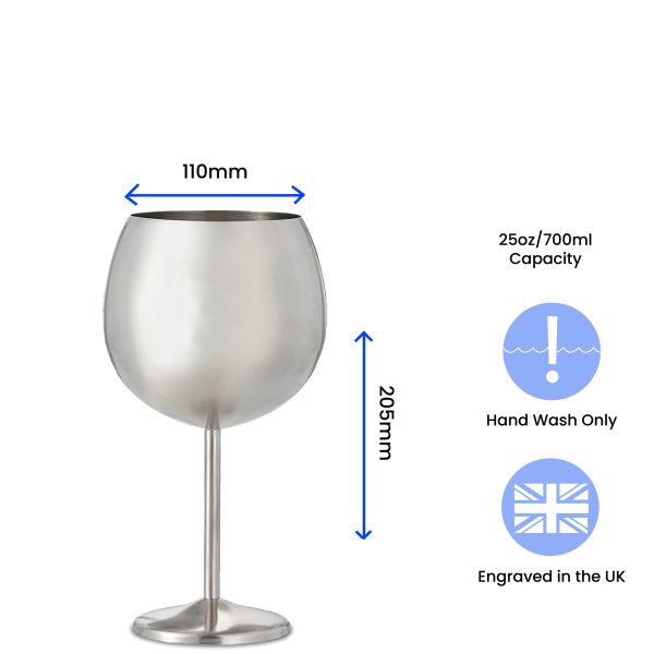 Engraved Metal Gin Balloon Cocktail Glass with Name in 70 Design - Image 6