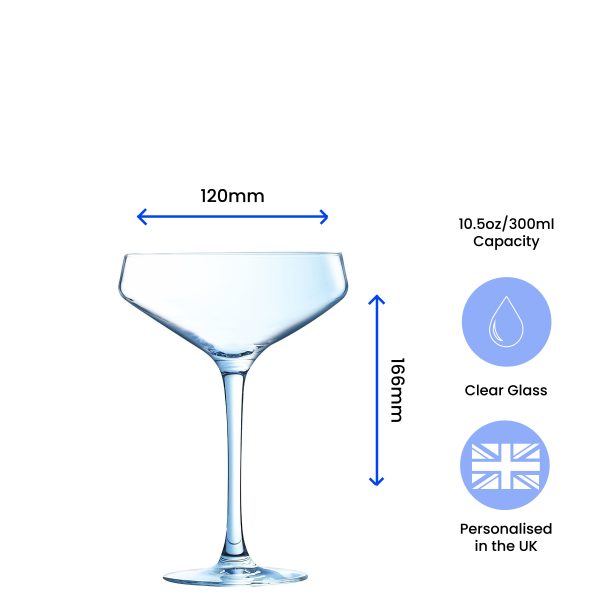 Engraved Cabernet Cocktail Champagne Saucer, Personalise with Any Name or Message - Image 6