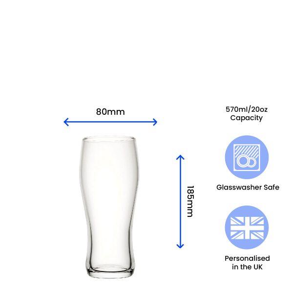 Engraved Pint Glass, Nevis Curved 20oz Beer Glass, Gift Boxed - Image 6