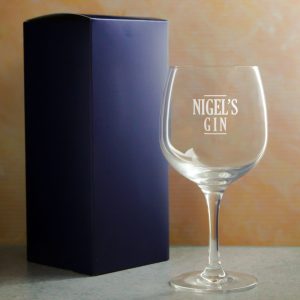 Engraved Spanish Gin Copa Balloon Cocktail Glass with Name's Gin Serif Design, Personalise with Any Name