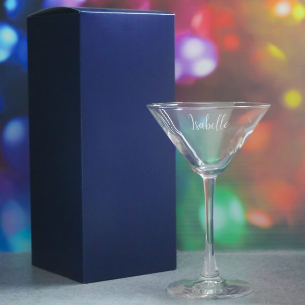 Engraved 7.5oz Enoteca Martini Cocktail Glass with Script Name, Personalise with Any Name